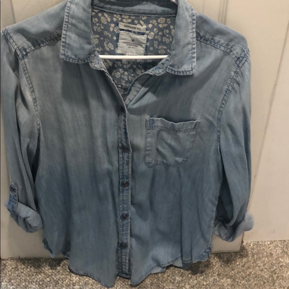 american eagle boyfriend fit denim shirt